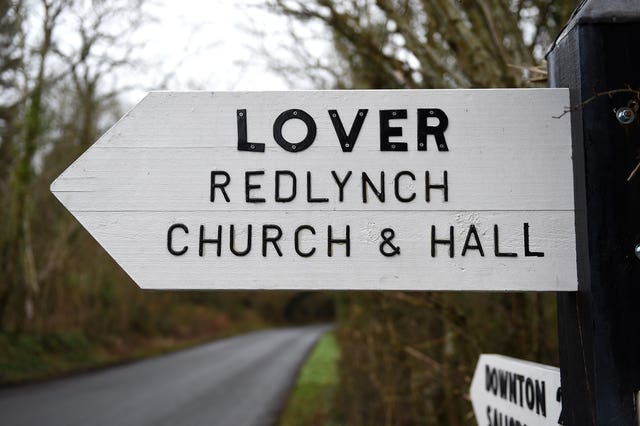 A road sign for the village of Lover