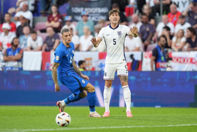 Slovenia international Benjamin Sesko (left) in action against England