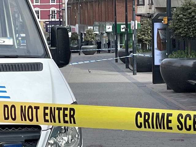 Police tape in St Peter’s Street, Derby