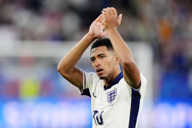 England’s Jude Bellingham applauds the fans after the win over Slovakia