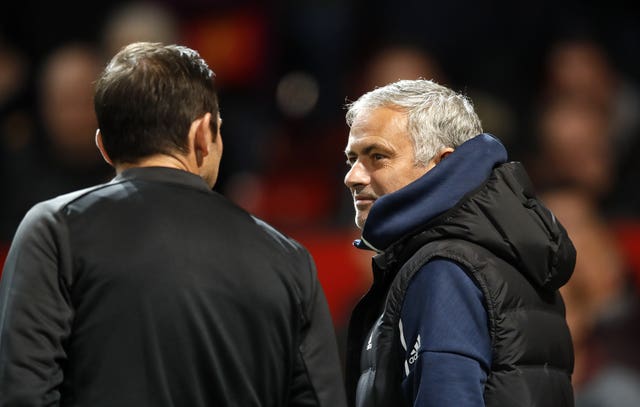 Frank Lampard, left, speaks with Jose Mourinho