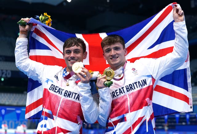 Tom Daley and Matty Lee show off their medals