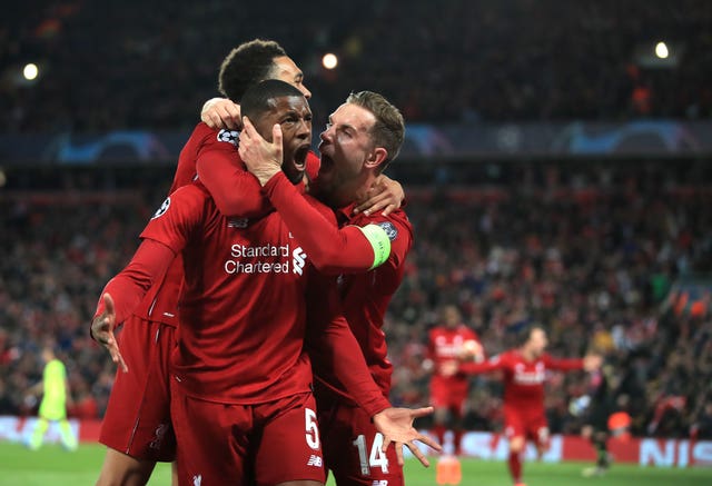 Liverpool's Georginio Wijnaldum scored twice in a matter of minutes to set up a memorable comeback against Barcelona