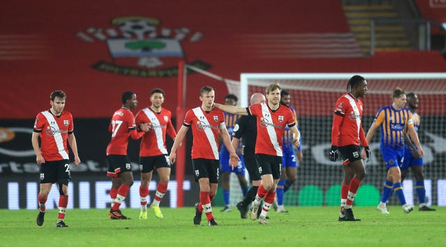 James Ward-Prowse, centre, celebrates his goal