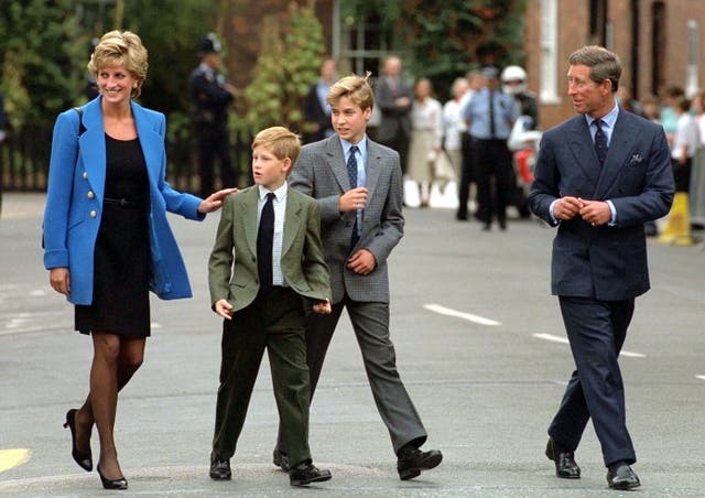 The Prince and Princess of Wales with their sons Prince Harry and Prince William in 1995 (PA)