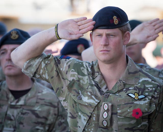 Harry at a Remembrance Sunday service at Kandahar Airfield in Kandahar, Afghanistan in 2014