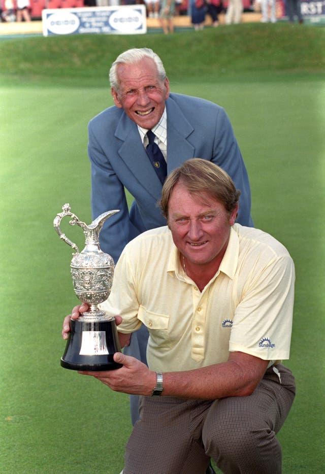 Brian Barnes (front) with father-in-law Max Faulkner