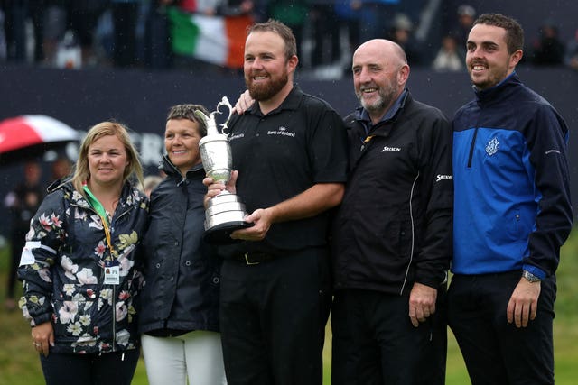 Shane Lowry celebrates with his family