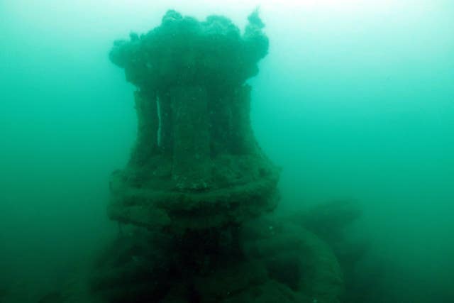 View of a shipwreck under water