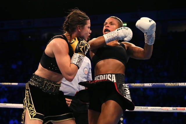 Katie Taylor, left, defeated Christina Lindardatou last time out (Richard Sellers/PA)