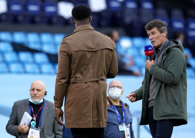 Roy Keane, right, working for Sky Sports