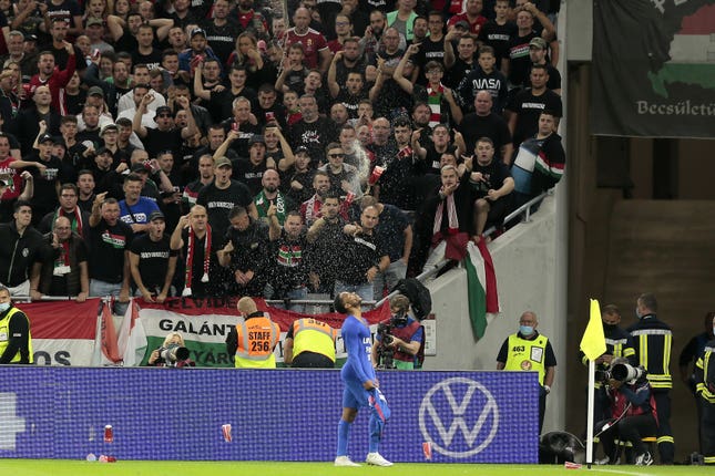 Raheem Sterling scored in England's 4-0 win in Hungary, a game which saw visiting players racially abused.