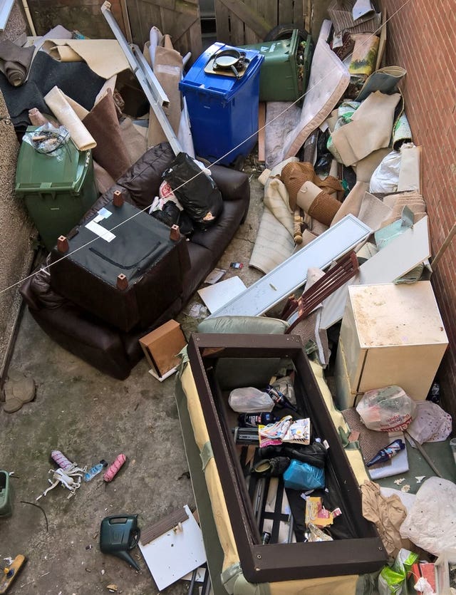 The yard of a property in Blyth, Northumberland, which belongs to Bariana (Police/PA)
