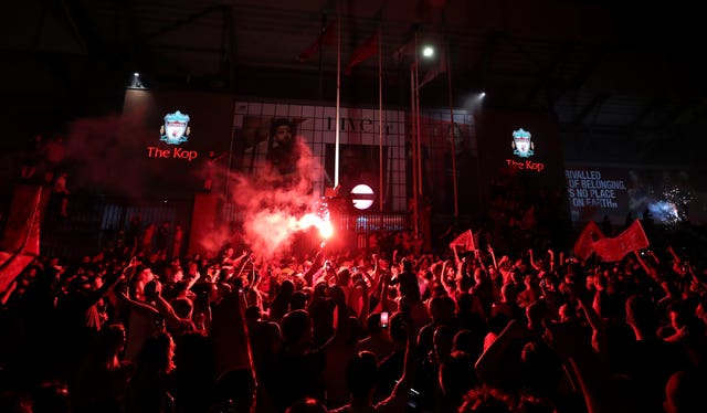 Liverpool fans outside Anfield