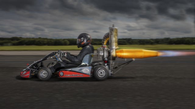 Tom Bagnall in his jet powered go kart