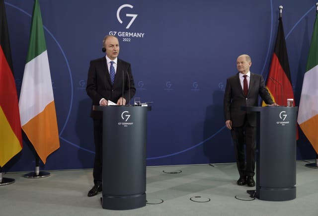 Micheal Martin during a press conference with German Chancellor Olaf Scholz