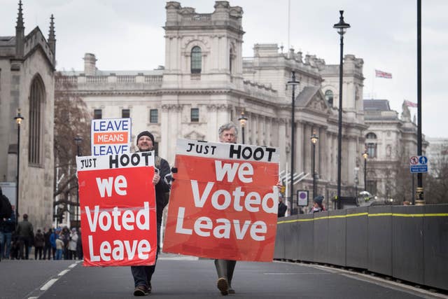 Pro-Brexit demonstrators outside Westminster 