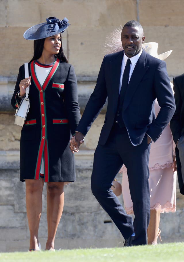 Sabrina Dhowre and Idris Elba arrive at St George’s Chapel in Windsor Castle for the wedding (Chris Jackson/PA)