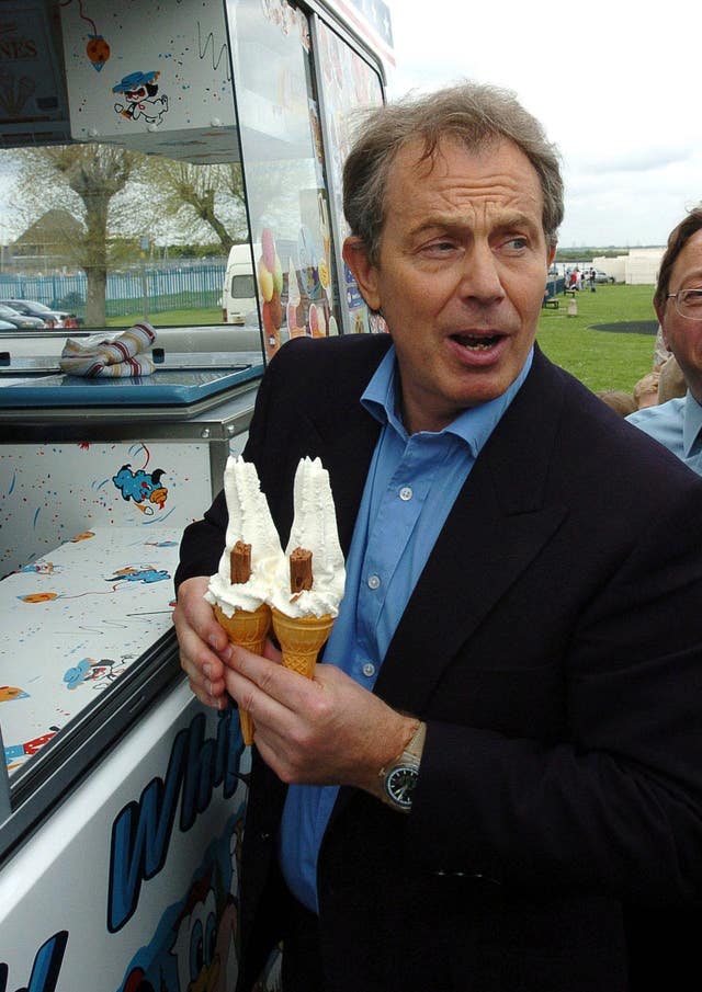 Tony Blair buys a 99 ice cream for himself and Gordon Brown 