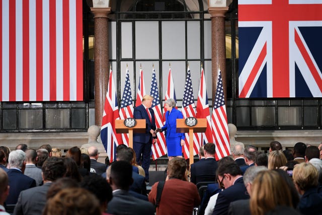 Prime Minister Theresa May and US President Donald Trump during their joint press conference