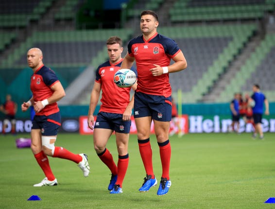 Ben Youngs tests out the humidity during training at Kobe Misaki Stadium