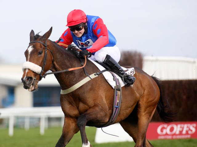 Chic Name and Jonjo O'Neill junior clear the last at Newbury