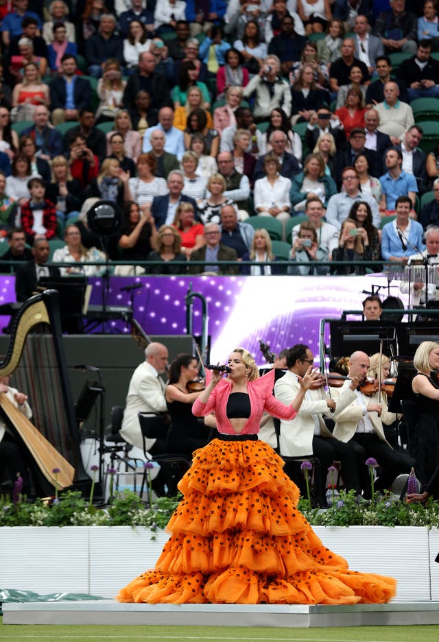Paloma Faith performs on Court One at Wimbledon