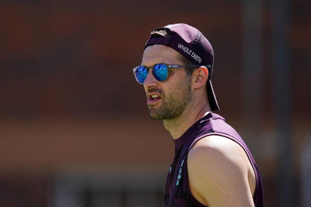 Mark Wood looks on during a nets session
