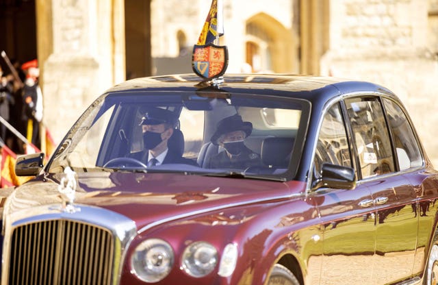 The Queen arrives ahead of the funeral of the Duke of Edinburgh at Windsor Castle, Berkshire