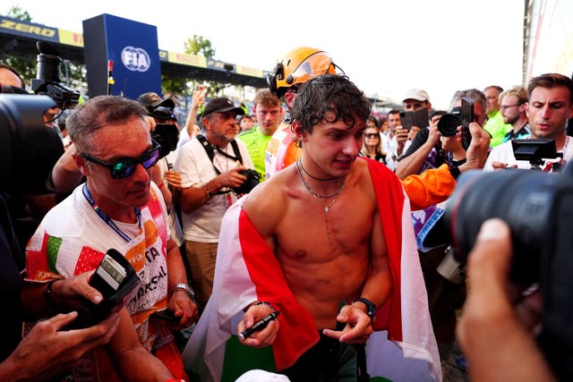 Antonelli draped in Italian flag