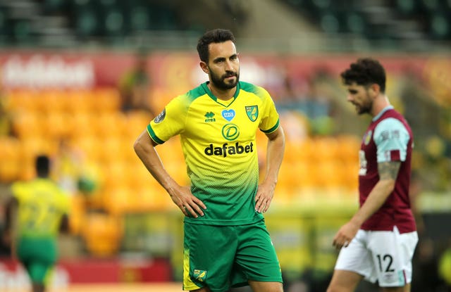 Norwich midfielder Lukas Rupp appears dejected