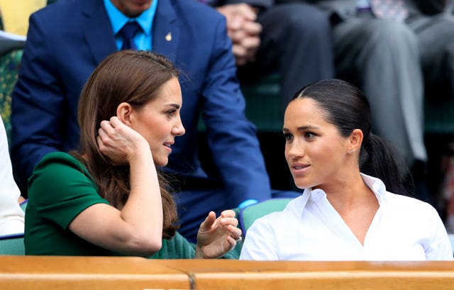 The Duchess of Cambridge and The Duchess of Sussex watched on from the Royal Box