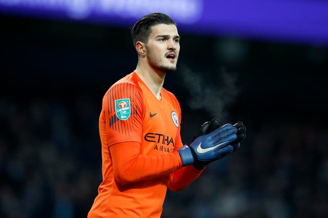 Aro Muric will get a rare chance between the sticks for Manchester City 