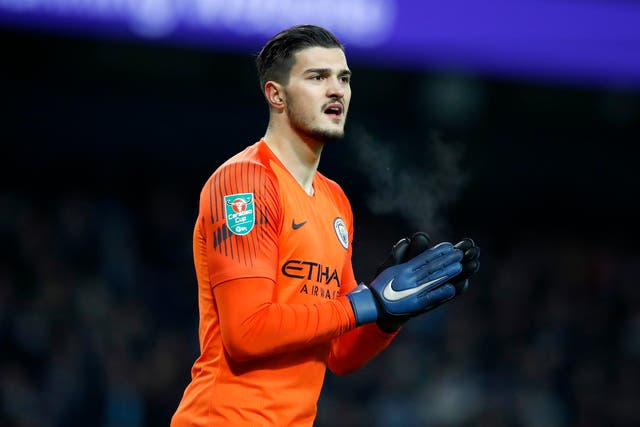 Aro Muric will get a rare chance between the sticks for Manchester City