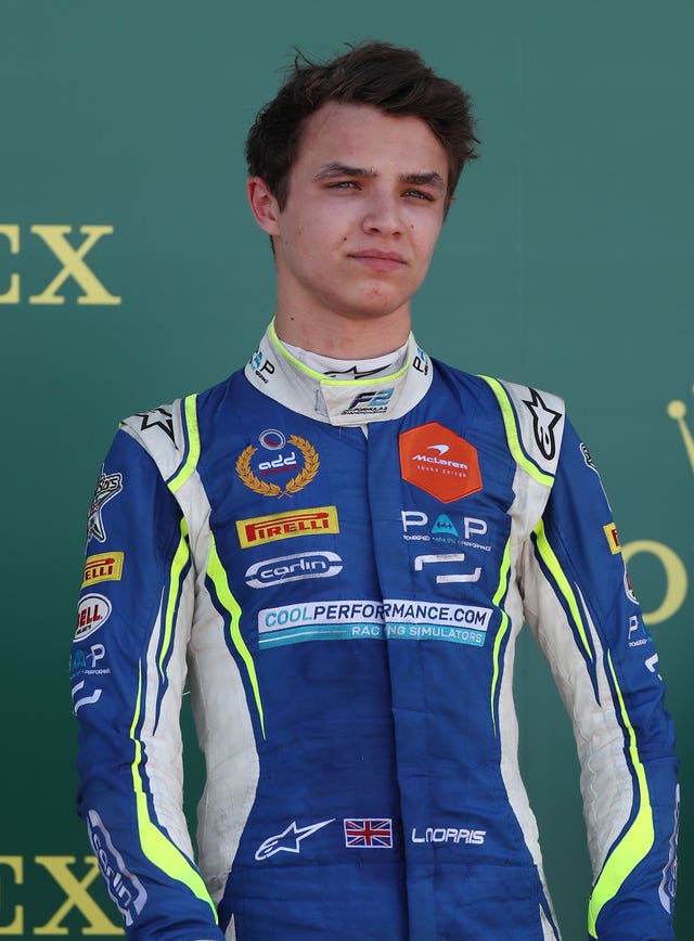 Lando Norris after finishing third during the F2 British Grand Prix at Silverstone in 2018
