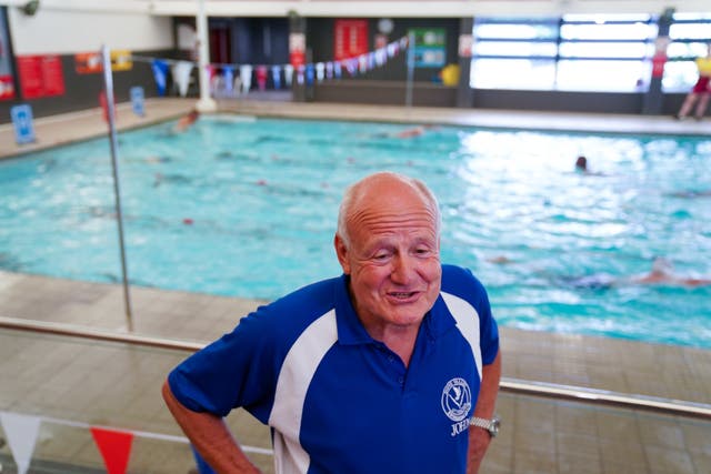 Dove Valley Swimming Club Chairman and one of Adam Peaty's first coaches John Plant talks to the media at Uttoxeter Leisure Centre 