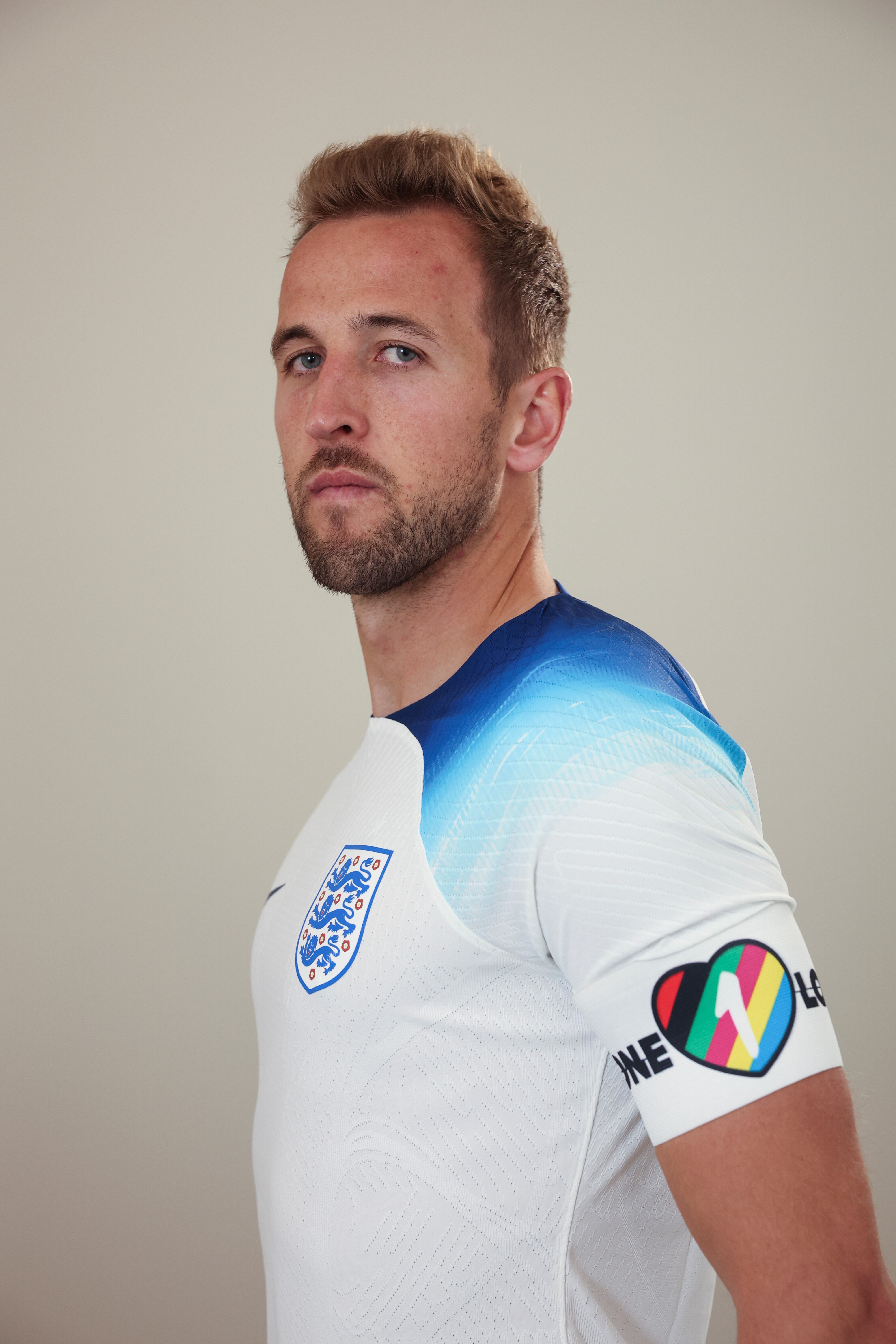 Harry Kane wears a OneLove captain’s armband at England's kit launch