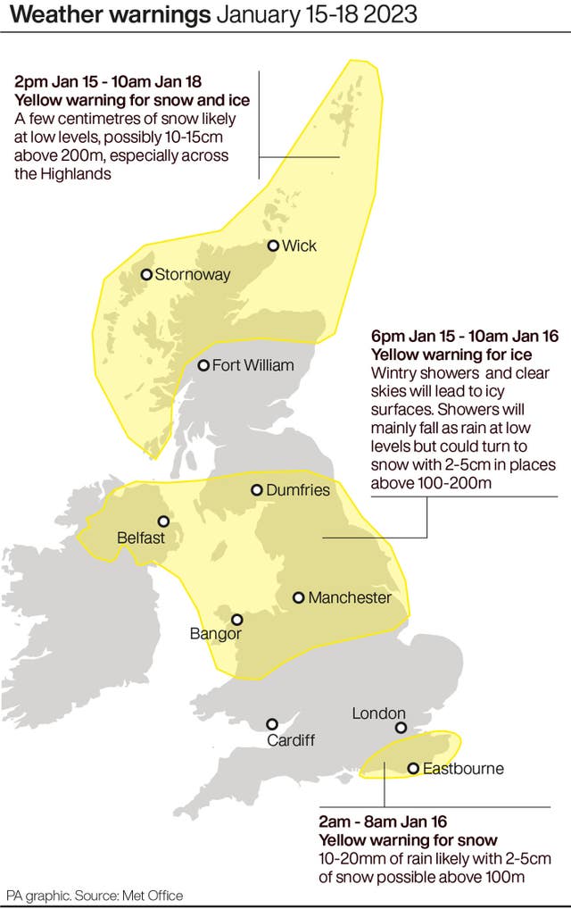 Weather warnings January 15-18 2023