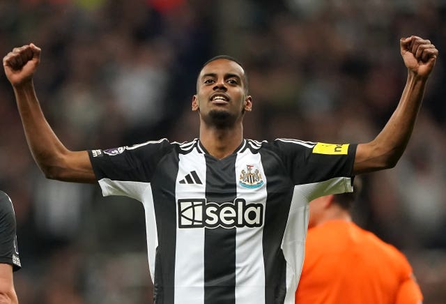 Alexander Isak celebrates scoring for Newcastle against Crystal Palace