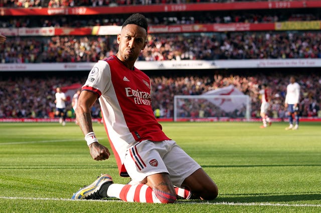 Pierre-Emerick Aubameyang scored Arsenal's third goal in a dominant victory over neighbours Tottenham
