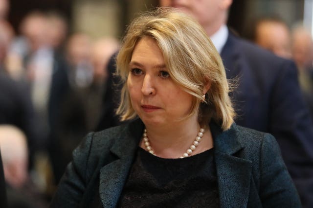 Karen Bradley at the funeral service for Lyra McKee at St Anne’s Cathedral in Belfast