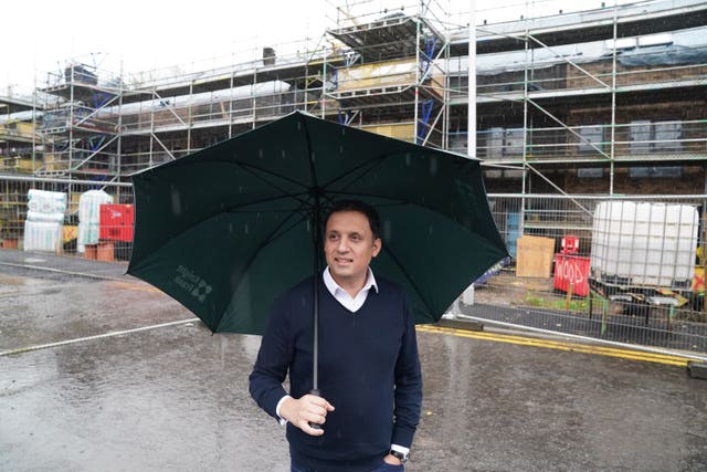 Scottish Labour leader Anas Sarwar during a visit to a housebuilders construction site at Pacific Quay, Glasgow, to outline Labour’s plan to help homeowners during the cost of living crisis. Picture date: Tuesday November 15, 2022.