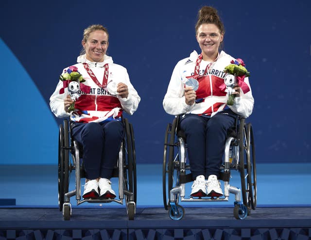 Lucy Shuker and Jordanne Whiley were on the wheelchair tennis doubles podium for a third successive Games