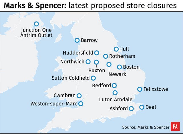 Marks & Spencer: latest proposed store closures
