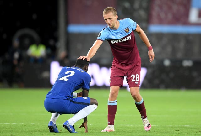 Tomas Soucek (right) scored the opener