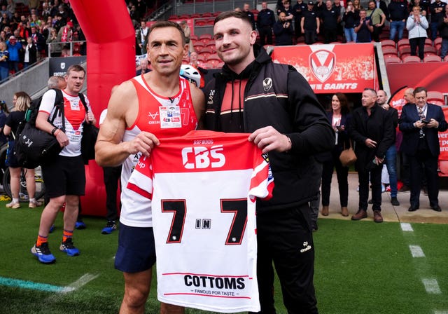 Sir Kevin Sinfield with Matty Lees, captain of St. Helens