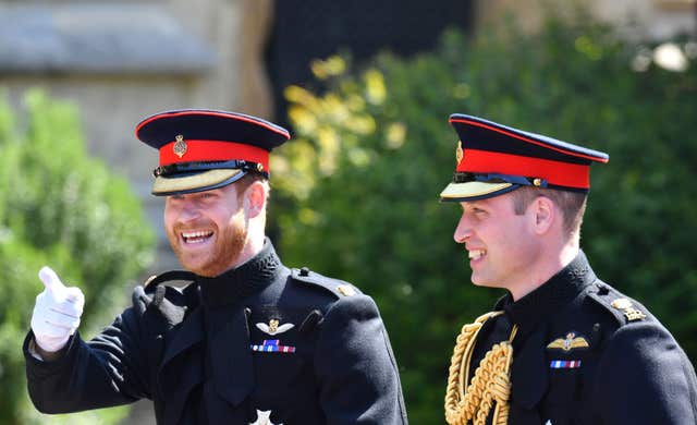Harry and his best man, the Duke of Cambridge, wore the frockcoat of the Blues and Royals (Ben Birchall/PA)