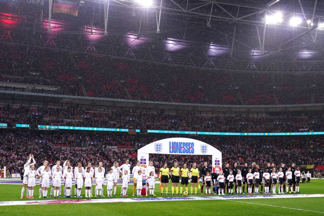 England and Germany line up ahead of the match 