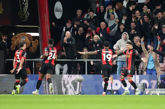 Bournemouth celebrate beating Manchester City