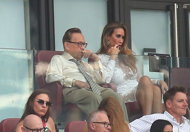 West Ham United chairman David Sullivan (left) and partner Ampika Pickston